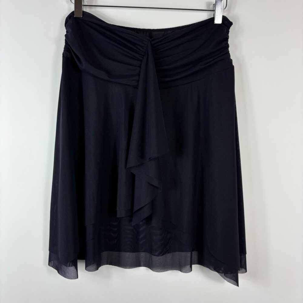 Profile skirt M black mini asymmetrical hem Mesh open front ballet whimsygoth
